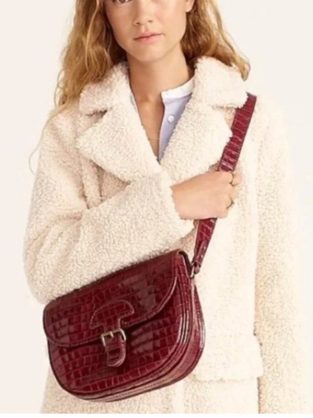 NWT Jcrew Croc-embossed Leather Saddle Bag